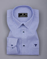 Ellora Blue With White Printed Cotton Shirt