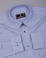 Ellora Blue With White Printed Cotton Shirt