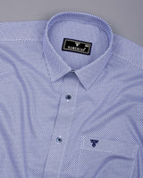 Ellora Blue With White Printed Cotton Shirt