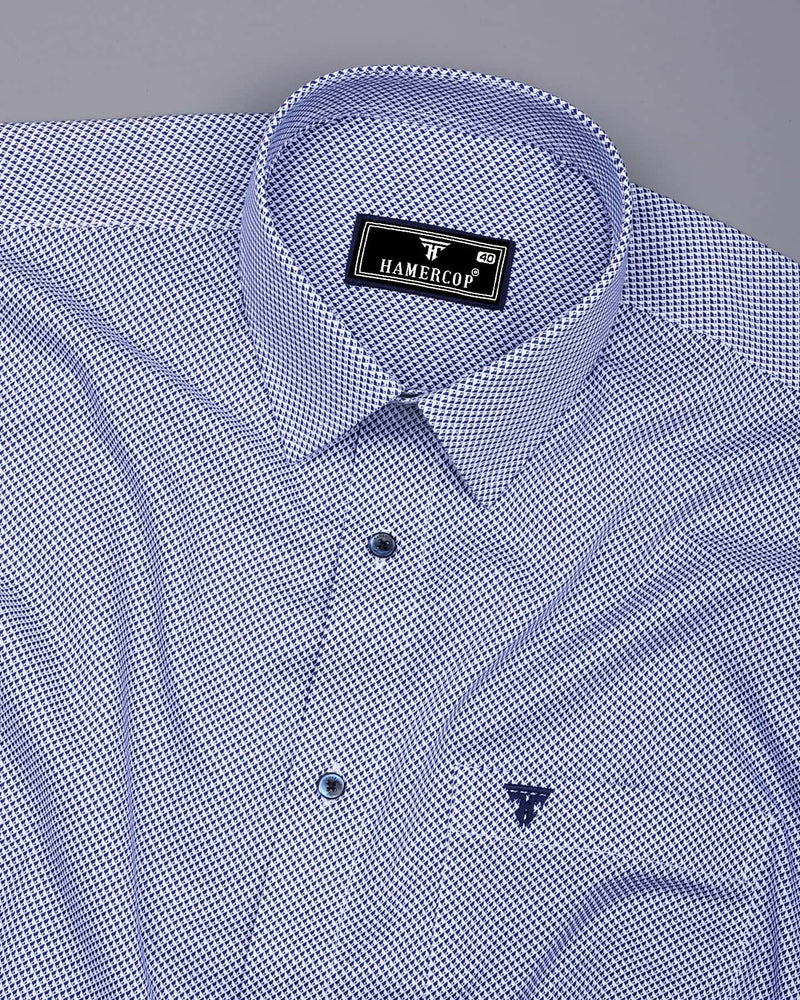 Ellora Blue With White Printed Cotton Shirt