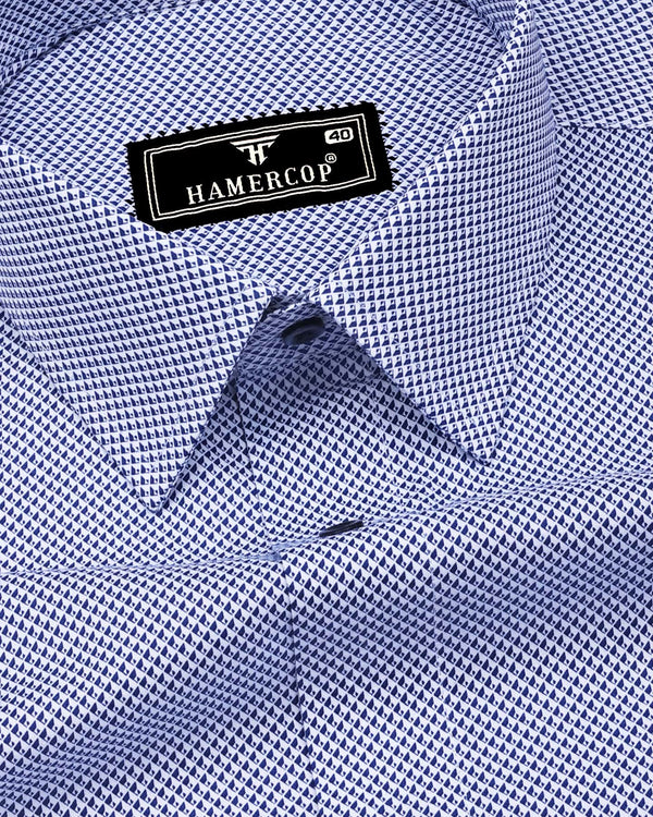 Ellora Blue With White Printed Cotton Shirt
