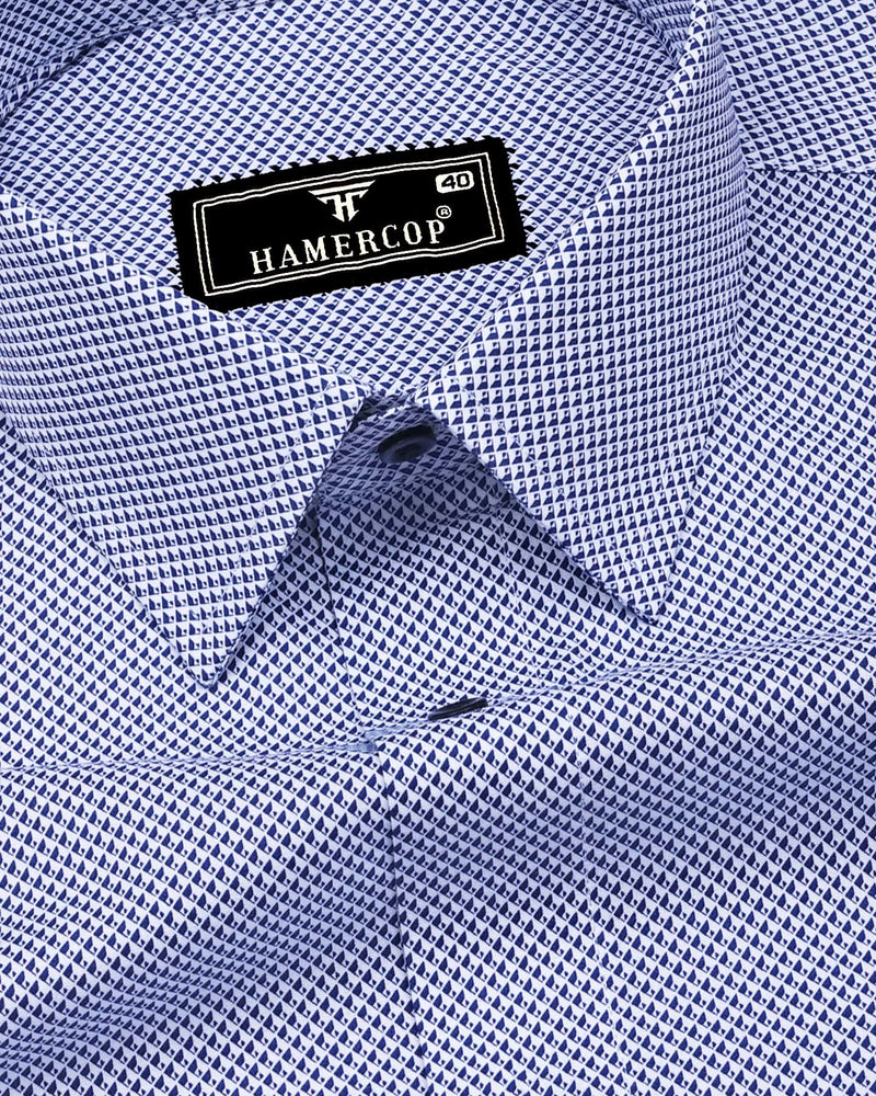 Ellora Blue With White Printed Cotton Shirt