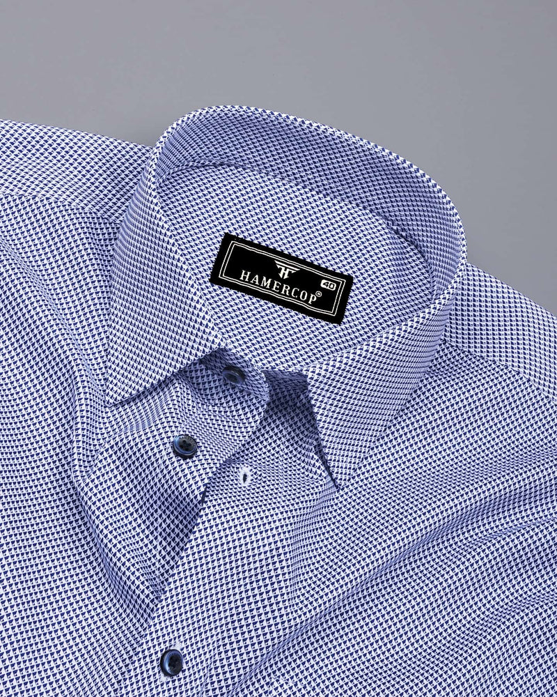 Ellora Blue With White Printed Cotton Shirt