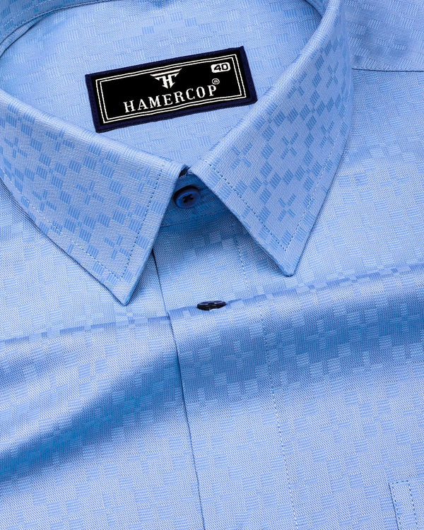 Radius Blue Dobby Texture Premium Giza Shirt