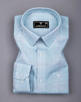 Ravix Green With White Dobby Check Premium Giza Shirt