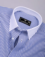 Float Blue With White Stripe Designer Cotton Shirt