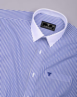 Float Blue With White Stripe Designer Cotton Shirt