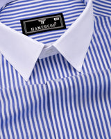 Float Blue With White Stripe Designer Cotton Shirt