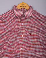 Fralix Red Houndstooth Jacquard Premium Giza Shirt