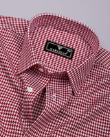 Fralix Red Houndstooth Jacquard Premium Giza Shirt