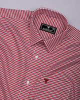 Fralix Red Houndstooth Jacquard Premium Giza Shirt