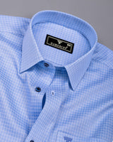 Evora Blue With White Check Premium Giza Shirt