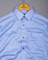 Evora Blue With White Check Premium Giza Shirt