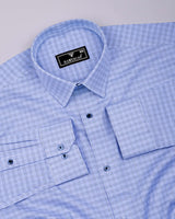 Clavon Blue With White Gizza Cotton Shirt