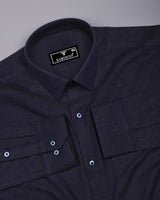 Lucca Charcoal Blue Plaid Flannel Cotton Shirt