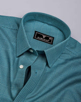 Slyron Aqua Green Houndstooth Premium Giza Shirt