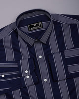Slug Blue With White Twill Stripe Premium Giza Shirt