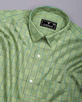 Grelyn Green With Blue Check Premium Gizza Cotton Shirt