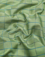 Grelyn Green With Blue Check Premium Gizza Cotton Shirt