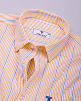 Mintone Orange With Blue Stripe Oxford Cotton Shirt