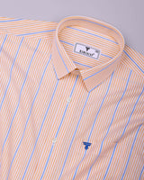 Mintone Orange With Blue Stripe Oxford Cotton Shirt