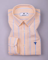 Mintone Orange With Blue Stripe Oxford Cotton Shirt
