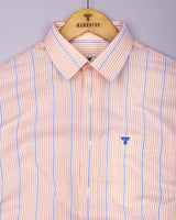 Mintone Orange With Blue Stripe Oxford Cotton Shirt
