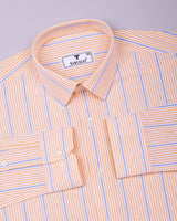Mintone Orange With Blue Stripe Oxford Cotton Shirt