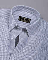 Lolo Light Gray With White Small Check Oxford Cotton Shirt