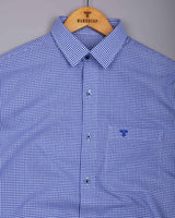 Lolo Navy Blue With White Small Check Oxford Cotton Shirt