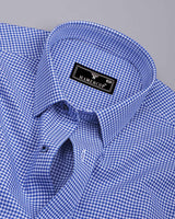 Lolo Navy Blue With White Small Check Oxford Cotton Shirt