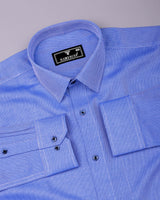 Glorix Blue Jacquard Premium Giza Shirt