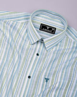 Lorix Light Green Multi Stripe Linen Cotton Shirt