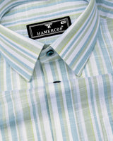 Lorix Light Green Multi Stripe Linen Cotton Shirt