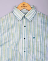 Lorix Light Green Multi Stripe Linen Cotton Shirt