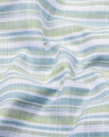 Lorix Light Green Multi Stripe Linen Cotton Shirt