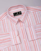Lorix Orange Multi Stripe Linen Cotton Shirt