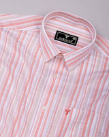 Lorix Orange Multi Stripe Linen Cotton Shirt