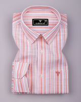 Lorix Orange Multi Stripe Linen Cotton Shirt