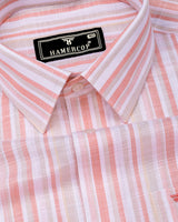Lorix Orange Multi Stripe Linen Cotton Shirt