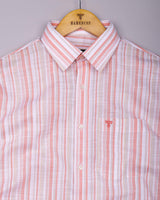 Lorix Orange Multi Stripe Linen Cotton Shirt