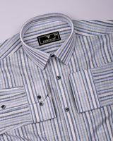 Brion Cream Multi Stripe Linen Cotton Shirt