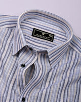 Brion Cream Multi Stripe Linen Cotton Shirt