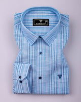 Brion Blue Multi Stripe Linen Cotton Shirt