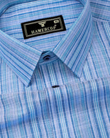 Brion Blue Multi Stripe Linen Cotton Shirt