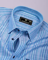 Brion Blue Multi Stripe Linen Cotton Shirt