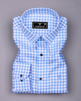 Nexon SkyBlue Twill Check Premium Giza Shirt
