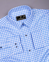 Nexon SkyBlue Twill Check Premium Giza Shirt