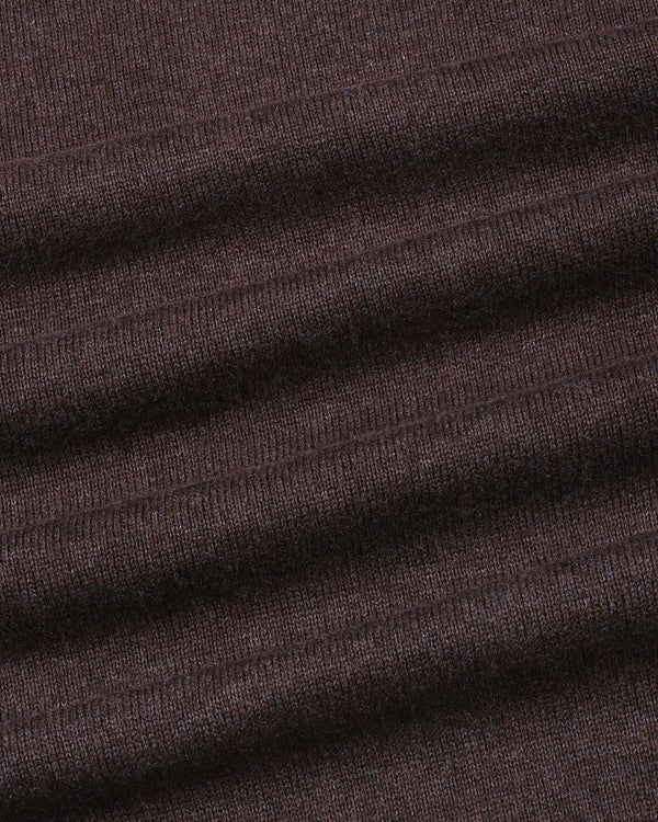 Vibrant Chocolate Brown Melange Knitted Cotton Full Sleeves T-Shirt