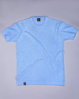 Lisson Ice Blue Knitted Cotton T-Shirt